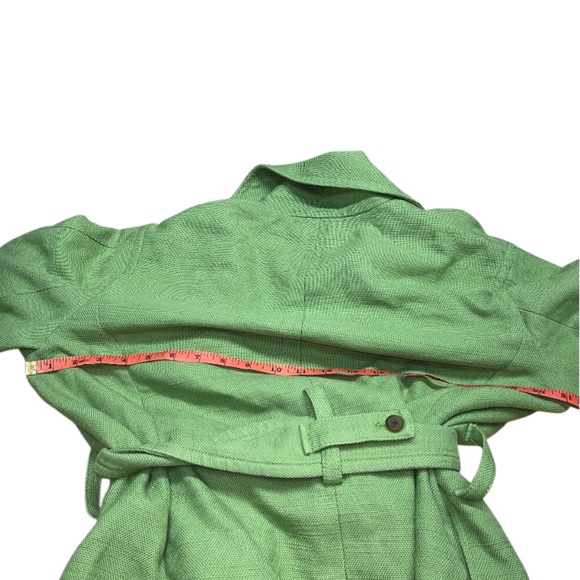 VINCE SAHARIENNE JACKET WOMENS SIZE MEDIUM GREEN LINEN BLEND BELTED - Picture 10 of 12